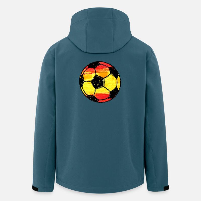 Fodbold Spanien - rød, gul, rød - Stanley/Stella herre softshelljakke i genanvendt polyester - mørk petrol