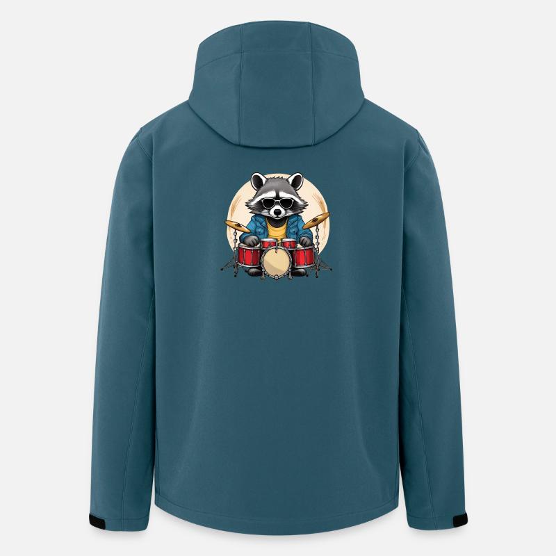 Stylischer Waschbär mit Schlagzeug - Recycelte Männer Softshell-Jacke von Stanley/Stella - Dunkles Petrol