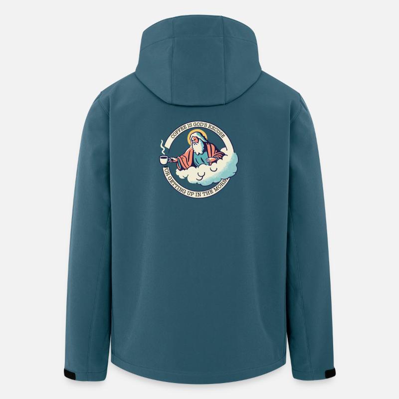 COFFEE IS GOD'S EXCUSE FOR GETTING UP - Men’s Recycled Softshell Jacket by Stanley/Stella - stargazer