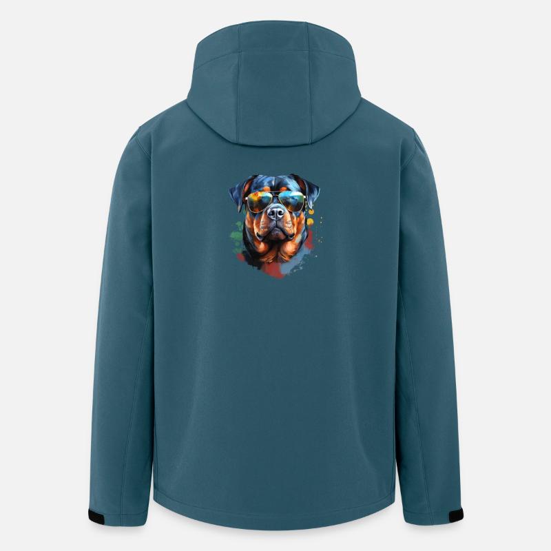 Rottweiler mit Sonnenbrille - Recycelte Männer Softshell-Jacke von Stanley/Stella - Dunkles Petrol