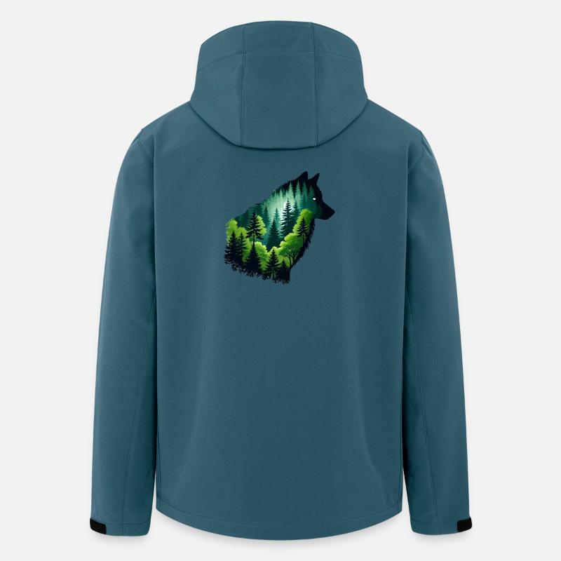 Silhouette Wolf mit grünem Wald - Recycelte Männer Softshell-Jacke von Stanley/Stella - Dunkles Petrol