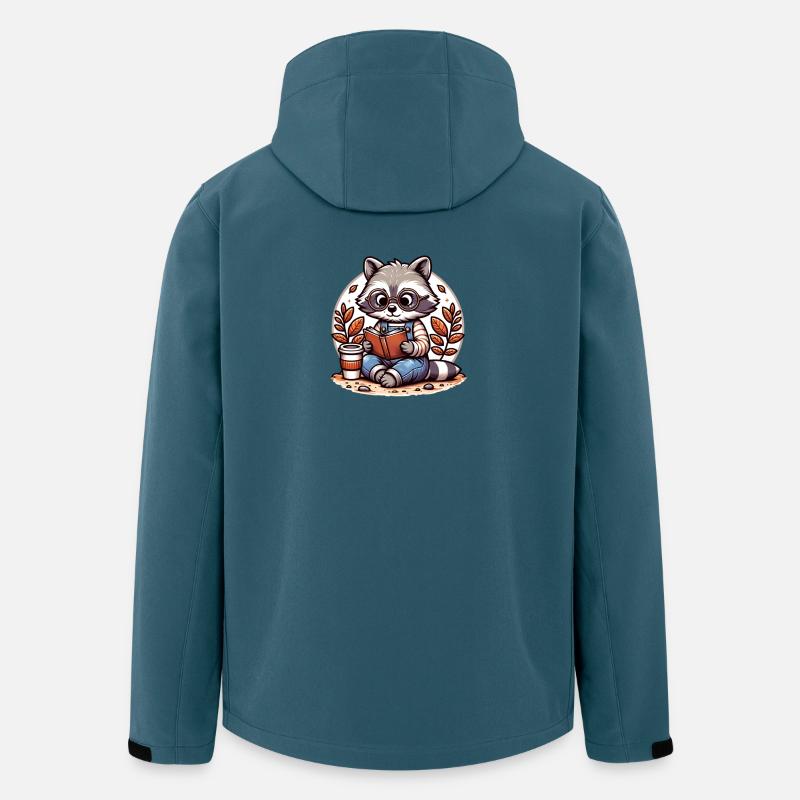 Niedlicher Leser Waschbär Illustration - Recycelte Männer Softshell-Jacke von Stanley/Stella - Dunkles Petrol