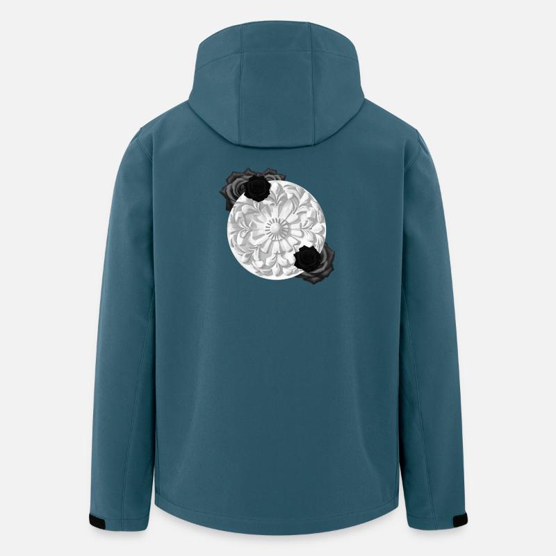 Grabstein Ornament, Rosenblüte, goth - Recycelte Männer Softshell-Jacke von Stanley/Stella - Dunkles Petrol