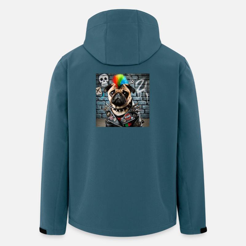 Punk Mops mit Regenbogenmähne - Recycelte Männer Softshell-Jacke von Stanley/Stella - Dunkles Petrol