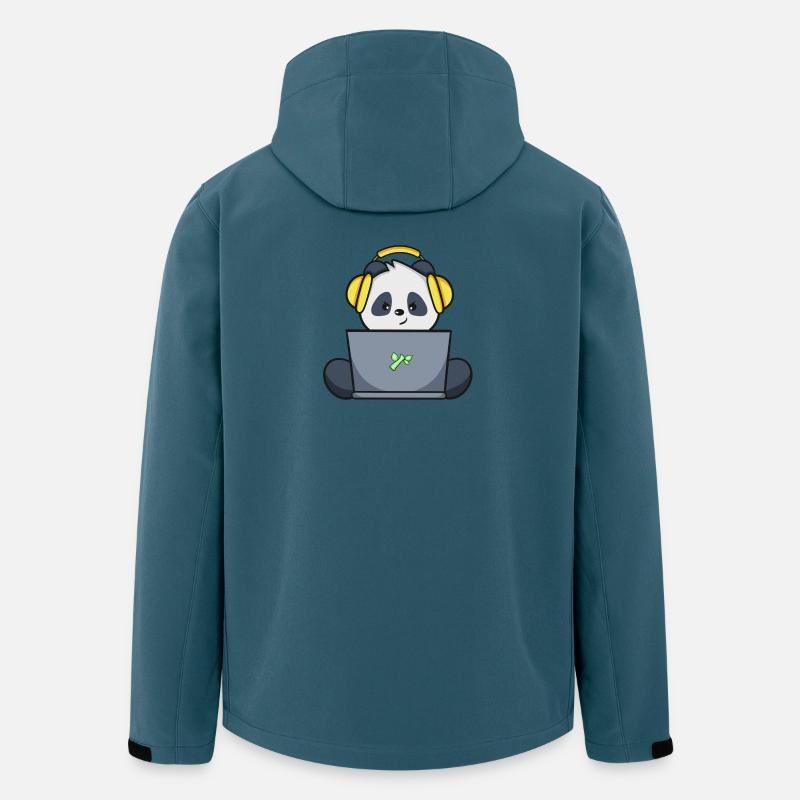 Gaming Panda mit gelbem Headset - Recycelte Männer Softshell-Jacke von Stanley/Stella - Dunkles Petrol
