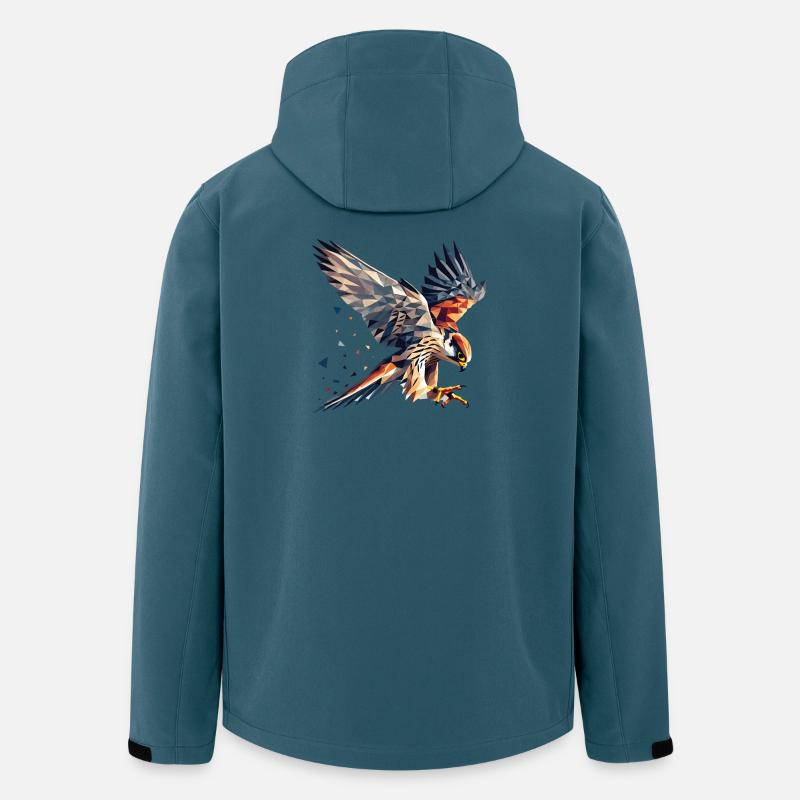 Faucon oiseau de proie style polygone - Veste softshell homme en polyester recyclé Stanley/Stella - bleu pétrole foncé
