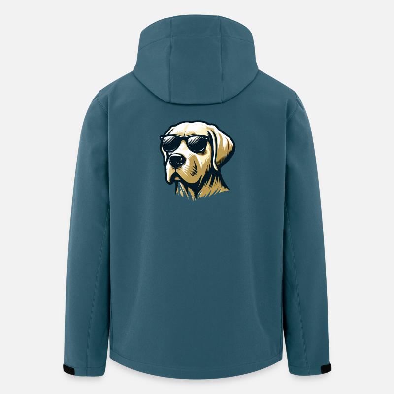 Labrador Head mit Sonnenbrille - Recycelte Männer Softshell-Jacke von Stanley/Stella - Dunkles Petrol