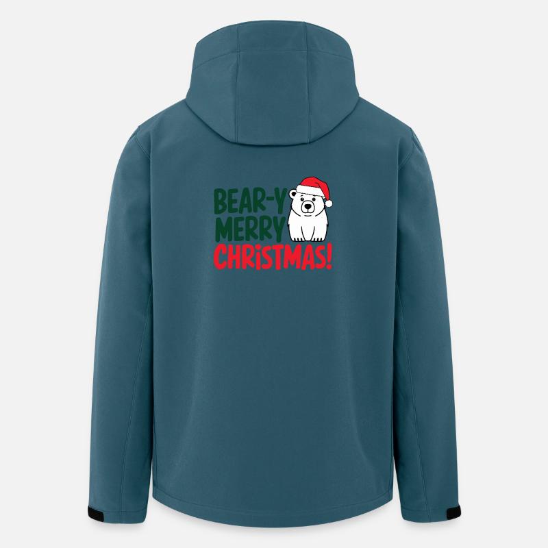 Festliches Bär Weihnachtsdesign - Recycelte Männer Softshell-Jacke von Stanley/Stella - Dunkles Petrol