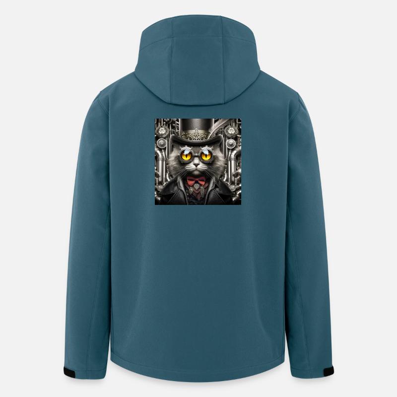 Steampunk-Katze - Recycelte Männer Softshell-Jacke von Stanley/Stella - Dunkles Petrol