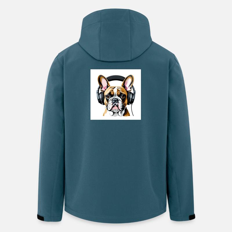 Neuartiges Hundemotiv mit Kopfhörern - Recycelte Männer Softshell-Jacke von Stanley/Stella - Dunkles Petrol