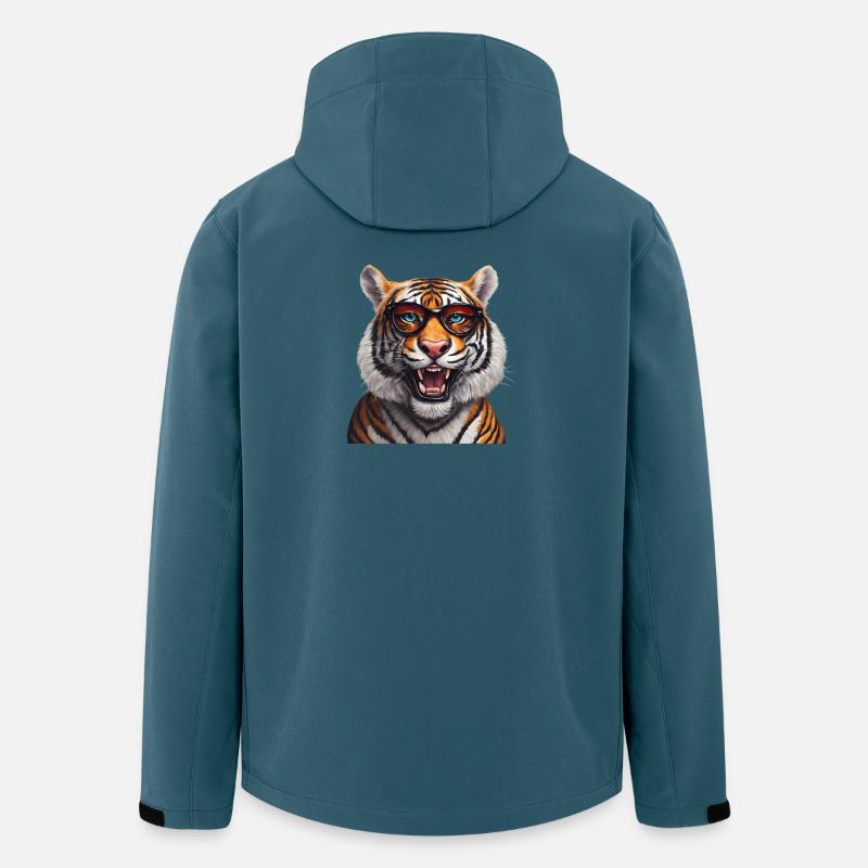 Intelligenter Tiger mit Brille Design - Recycelte Männer Softshell-Jacke von Stanley/Stella - Dunkles Petrol