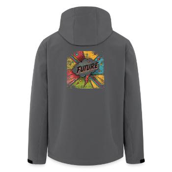 FUTURE in a Pop Art Style - Recycelte Männer Softshell-Jacke von Stanley/Stella - Dunkles Petrol - Hinten - AI Model Male 185 light (185cm)