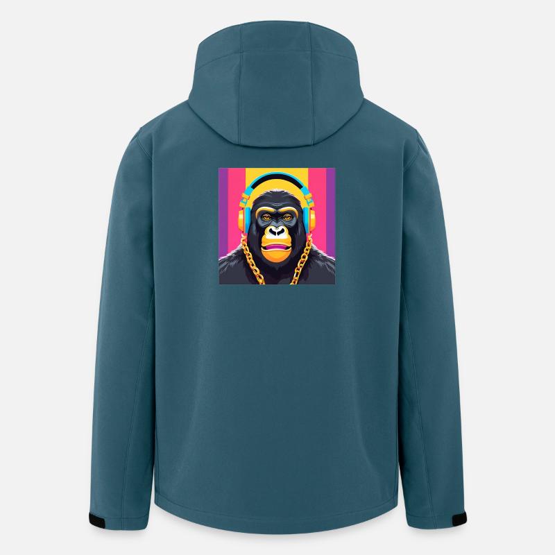 gorille, primate, singe - Veste softshell homme en polyester recyclé Stanley/Stella - bleu pétrole foncé