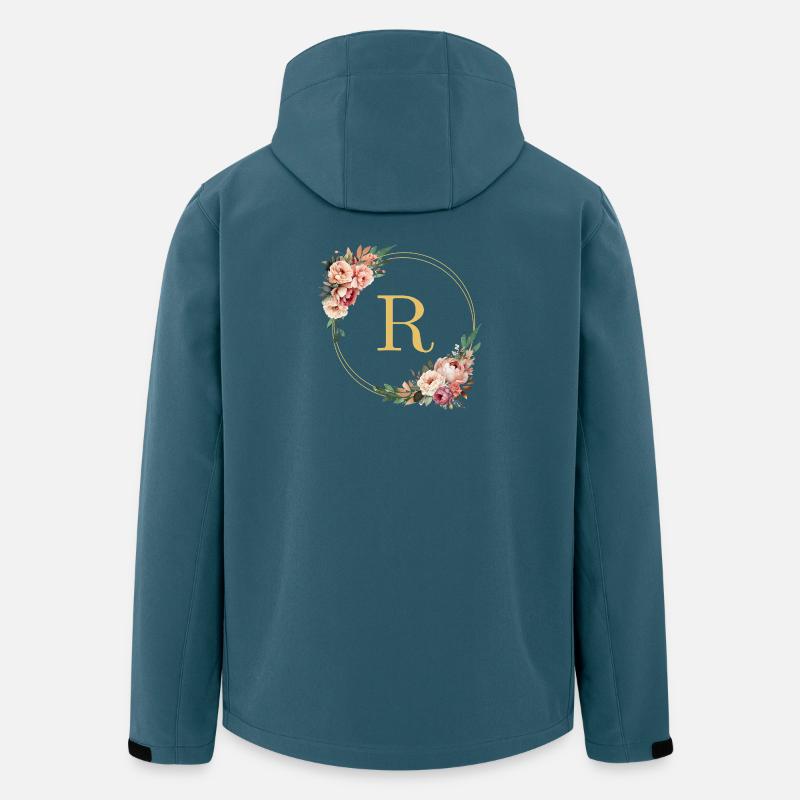 R Monogramm, Blumen-Kranz, personalisierbar - Recycelte Männer Softshell-Jacke von Stanley/Stella - Dunkles Petrol