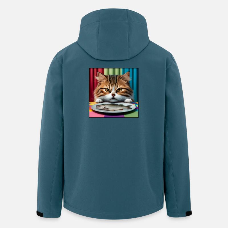 Chat avec du poisson - Veste softshell homme en polyester recyclé Stanley/Stella - bleu pétrole foncé
