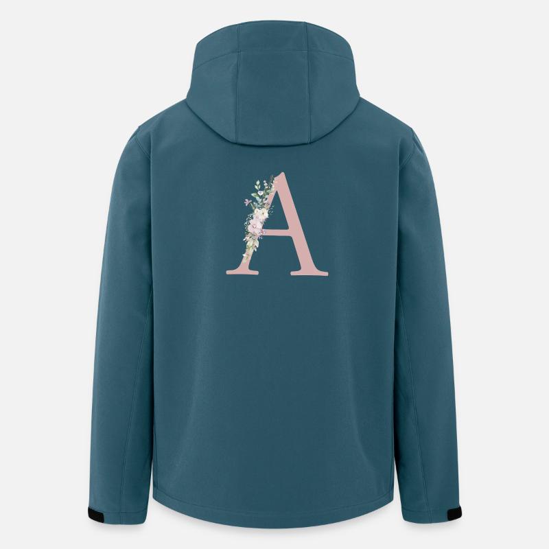 A Monogramm, Floral, personalisierbar - Recycelte Männer Softshell-Jacke von Stanley/Stella - Dunkles Petrol
