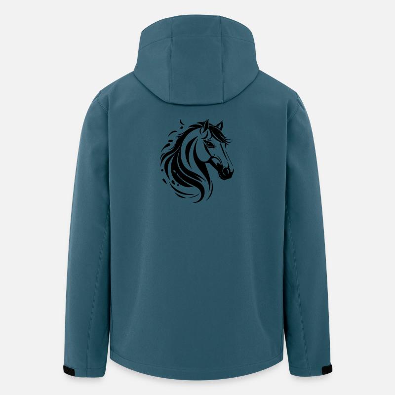 Motif cheval élégant en noir - Veste softshell homme en polyester recyclé Stanley/Stella - bleu pétrole foncé