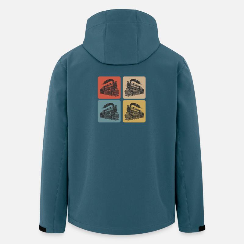 Dampflokomotive Retro Design - Recycelte Männer Softshell-Jacke von Stanley/Stella - Dunkles Petrol