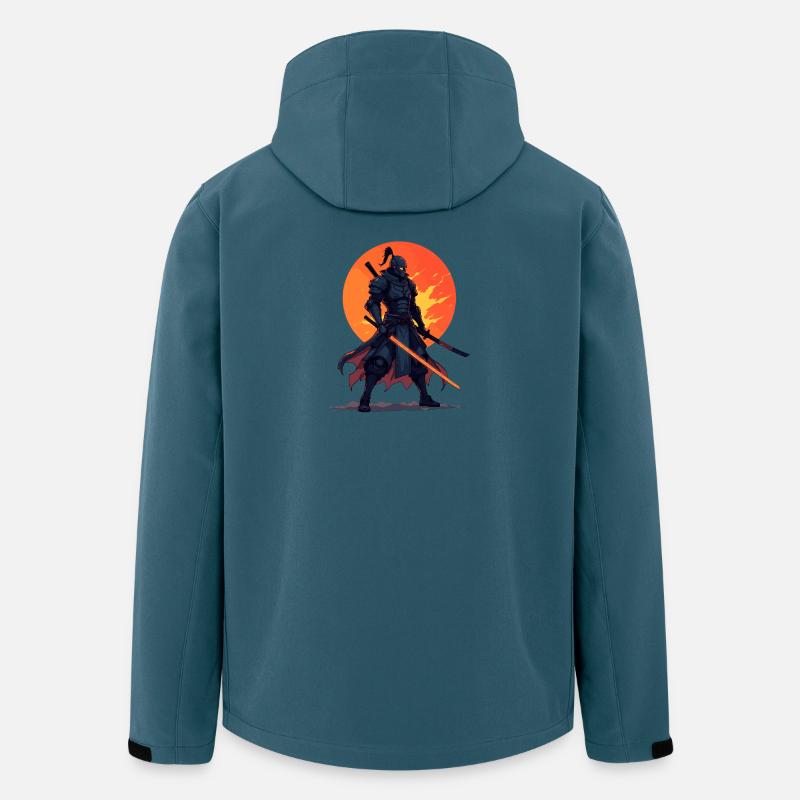 Dunkler Ninja-Krieger mit feuriger Klinge - Recycelte Männer Softshell-Jacke von Stanley/Stella - Dunkles Petrol