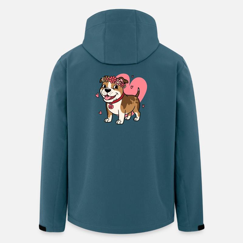 Süßer Pitbull Liebeskäfer mit Blumenkrone - Recycelte Männer Softshell-Jacke von Stanley/Stella - Dunkles Petrol
