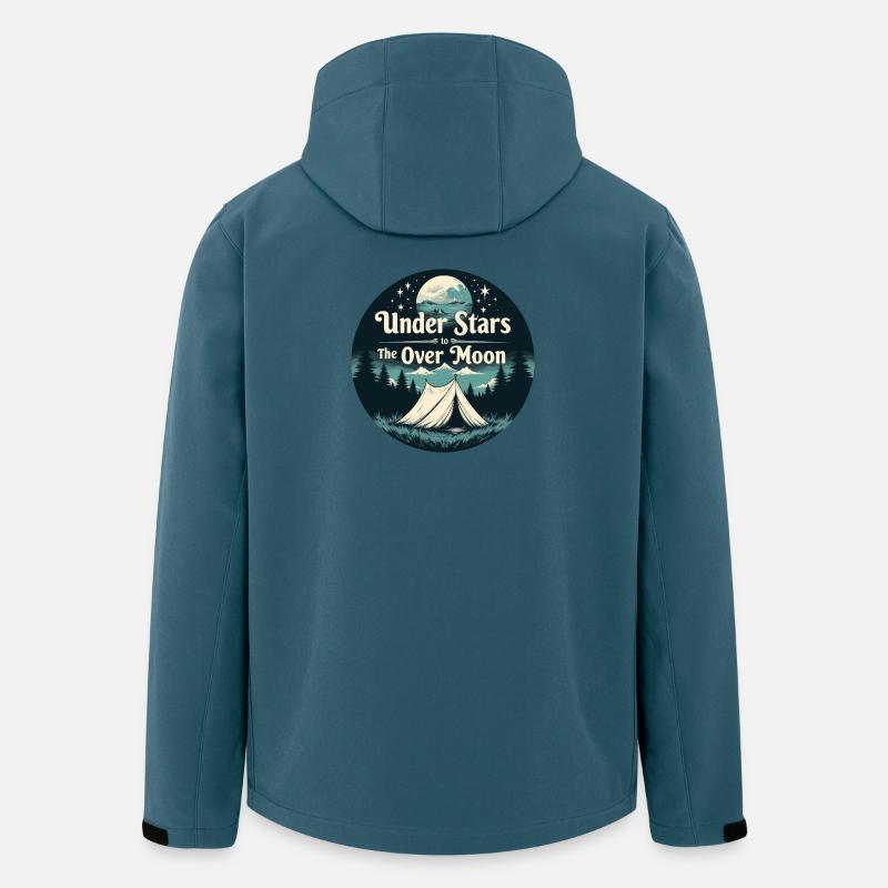 Campingszene unter Sternen - Mond - Recycelte Männer Softshell-Jacke von Stanley/Stella - Dunkles Petrol