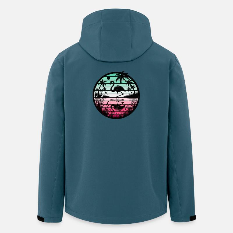 Retro Flamingo Sunset - Recycelte Männer Softshell-Jacke von Stanley/Stella - Dunkles Petrol