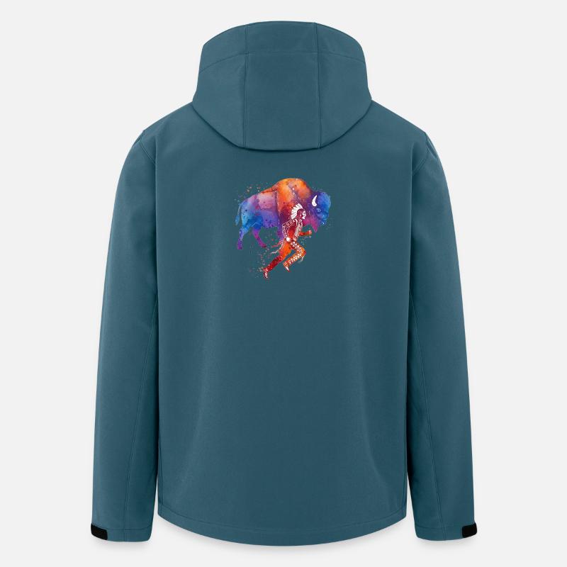 Indianischer Läufer Büffel Aquarell aura - Recycelte Männer Softshell-Jacke von Stanley/Stella - Dunkles Petrol