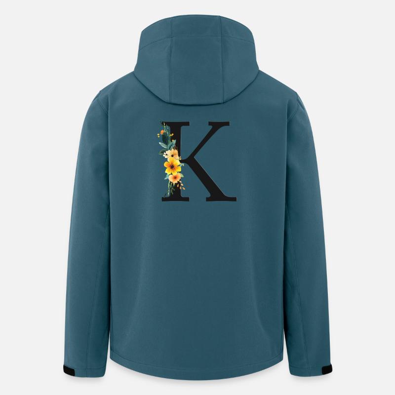 K Monogram, Floral, Personalizable - Men’s Recycled Softshell Jacket by Stanley/Stella - stargazer