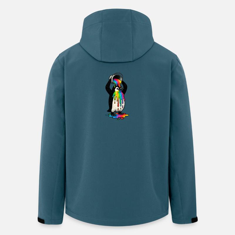 Bunter Pinguin mit Farbeimer - Recycelte Männer Softshell-Jacke von Stanley/Stella - Dunkles Petrol