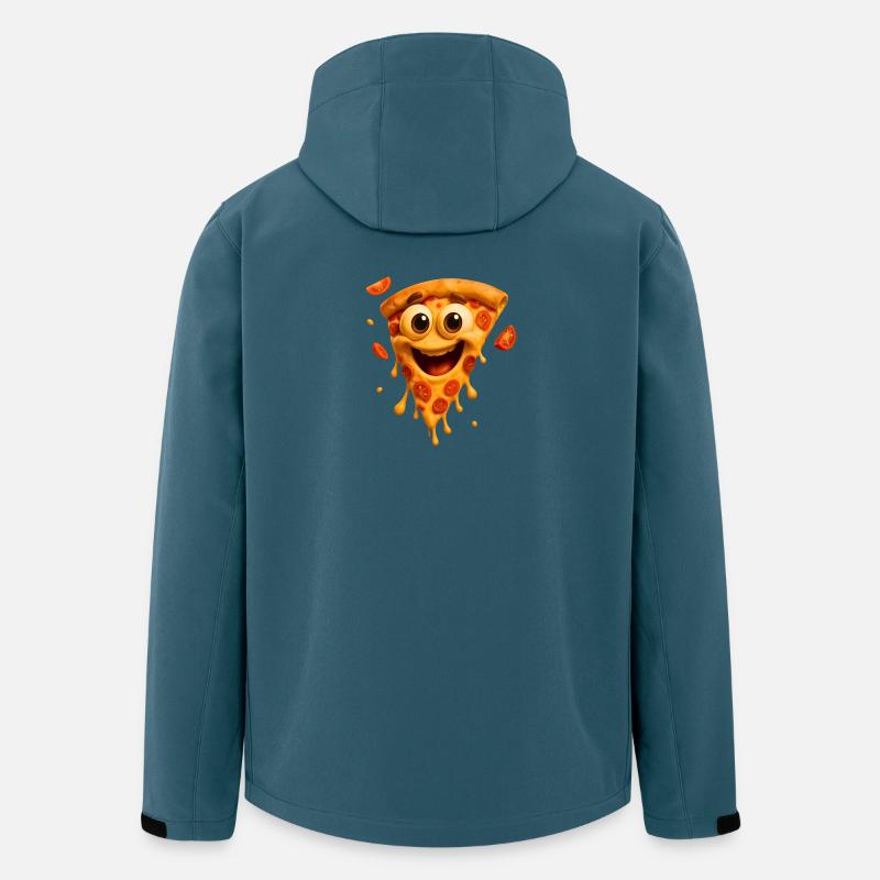 Fröhliche Pizzagesicht Illustration - Recycelte Männer Softshell-Jacke von Stanley/Stella - Dunkles Petrol