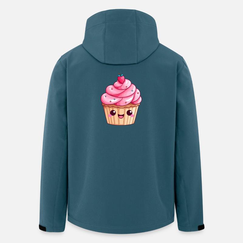 Süßes Erdbeer-Swirl-Cupcake-Design - Recycelte Männer Softshell-Jacke von Stanley/Stella - Dunkles Petrol