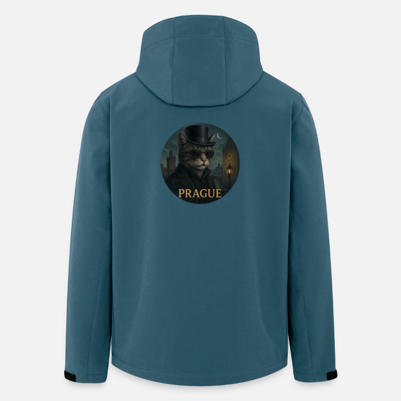 Katzengentleman vor der Prager Altstadt - Recycelte Männer Softshell-Jacke von Stanley/Stella - Dunkles Petrol