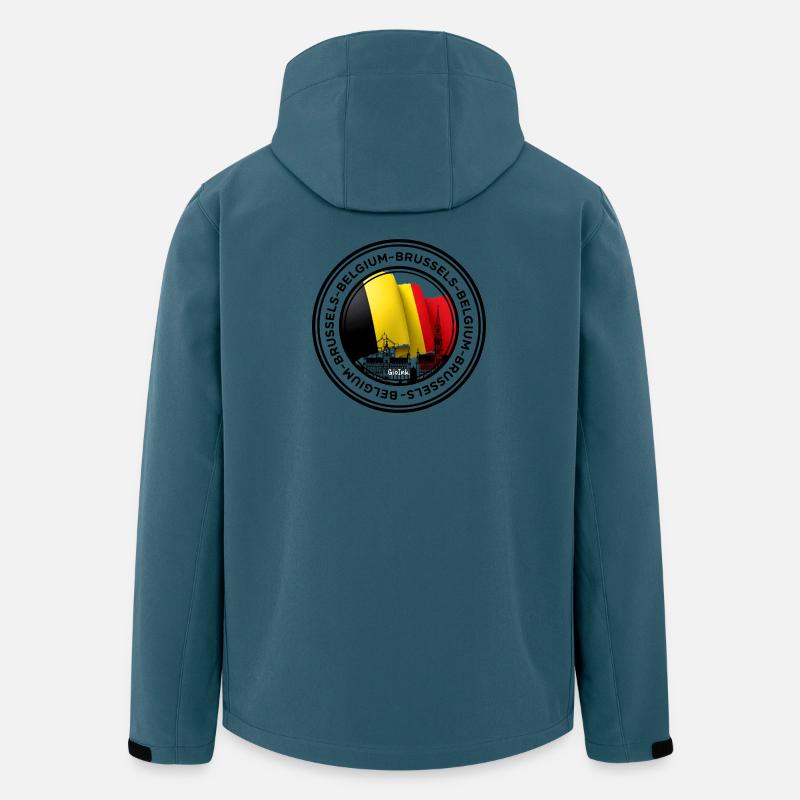 Illustration du drapeau de Bruxelles - Veste softshell homme en polyester recyclé Stanley/Stella - bleu pétrole foncé