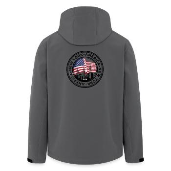 American Skyline with Flag Embrace - Men’s Recycled Softshell Jacket by Stanley/Stella - stargazer - Back - AI Model Male 185 light (185cm)
