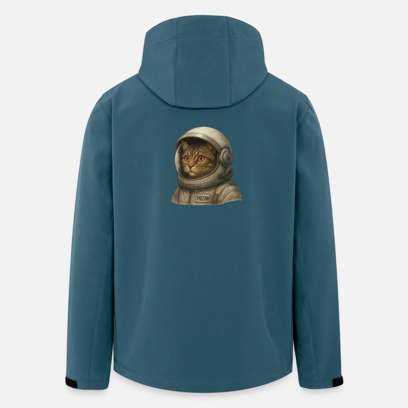 Cat Astronaut Helmet Art with "Meow" Patch - Men’s Recycled Softshell Jacket by Stanley/Stella - stargazer