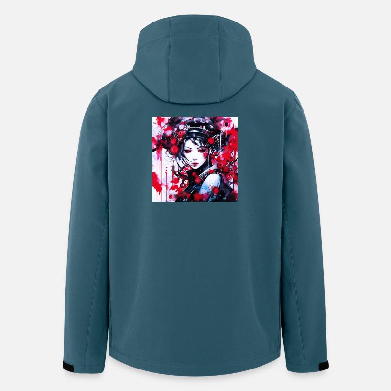 Rot gespritztes futuristisches Porträt - Recycelte Männer Softshell-Jacke von Stanley/Stella - Dunkles Petrol