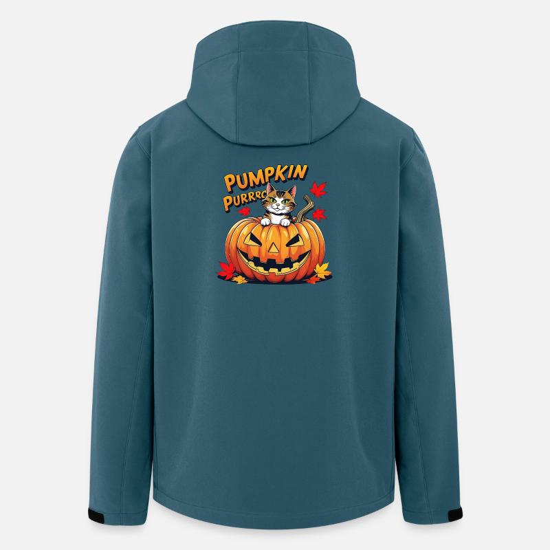 Katzen- Halloween Kürbisdesign - Recycelte Männer Softshell-Jacke von Stanley/Stella - Dunkles Petrol