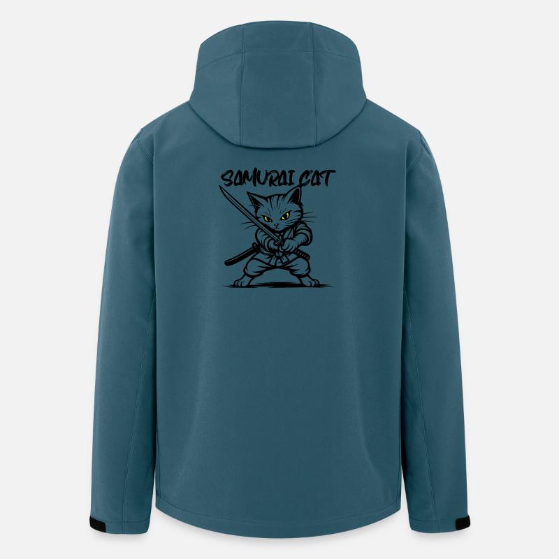 Chat samouraï - Veste softshell homme en polyester recyclé Stanley/Stella - bleu pétrole foncé