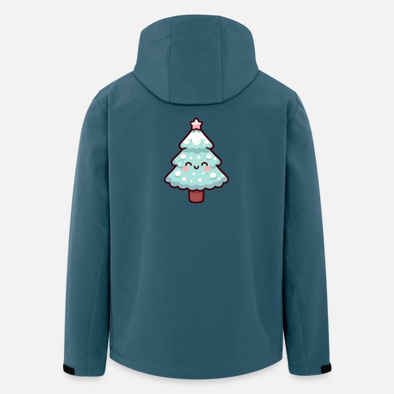 Conception d’arbre de Noël enneigé kawaii - Veste softshell homme en polyester recyclé Stanley/Stella - bleu pétrole foncé