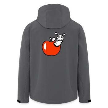 Raupe Apfel Obst guckt aus Loch lächelt süß Wurm - Recycelte Männer Softshell-Jacke von Stanley/Stella - Dunkles Petrol - Hinten - AI Model Male 185 light (185cm)