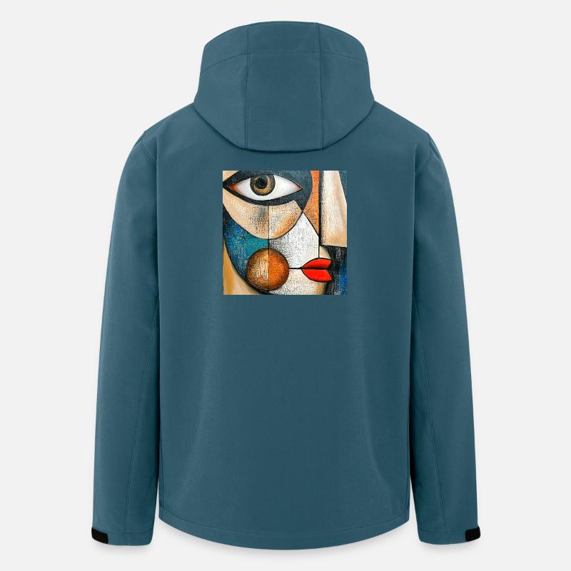 Ausdrucksstarkes geometrisches abstraktes Porträt - Recycelte Männer Softshell-Jacke von Stanley/Stella - Dunkles Petrol