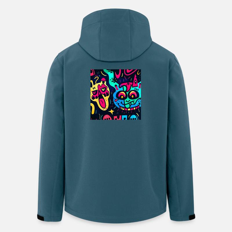 Illustration mit bunten Monstern - Recycelte Männer Softshell-Jacke von Stanley/Stella - Dunkles Petrol