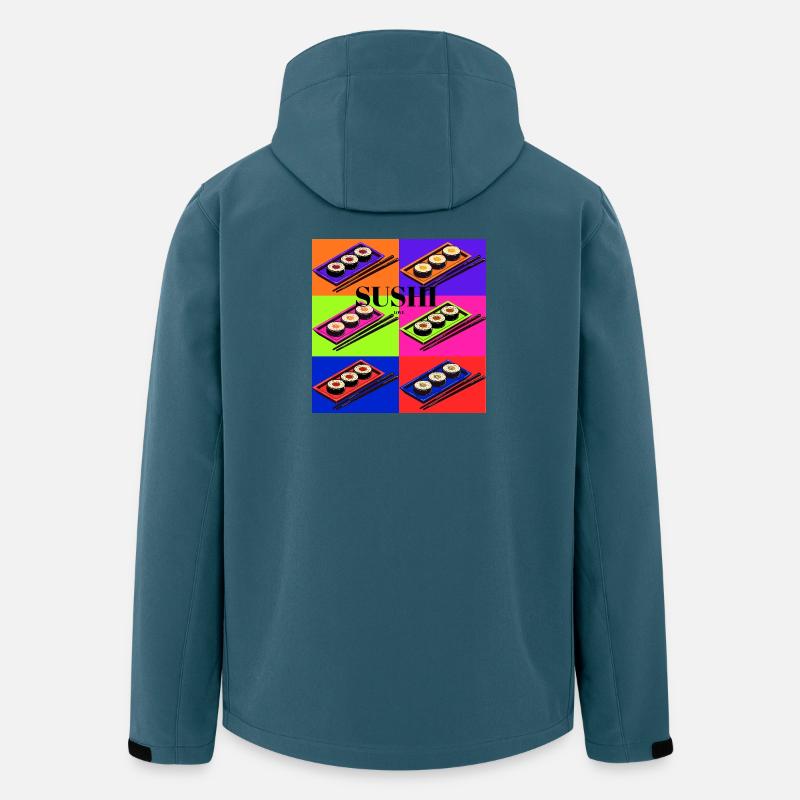 Bunte Sushi-Design mit Pop-Art-Stil - Recycelte Männer Softshell-Jacke von Stanley/Stella - Dunkles Petrol
