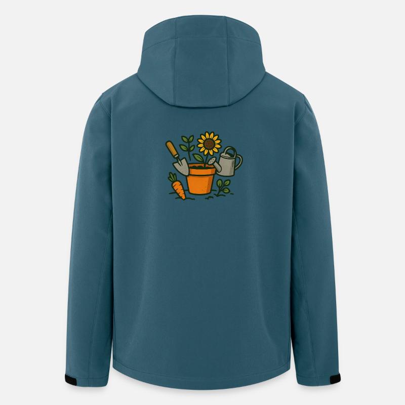 Blühender Garten mit Sonnenblume - Recycelte Männer Softshell-Jacke von Stanley/Stella - Dunkles Petrol