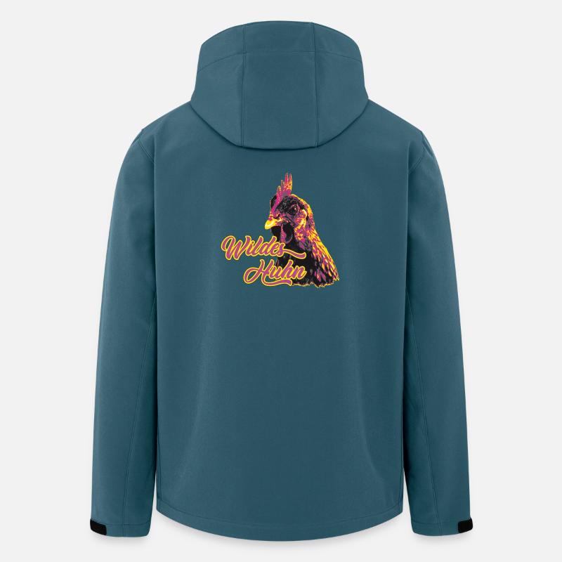 Imprimé expressif motif de poulet sauvage - Veste softshell homme en polyester recyclé Stanley/Stella - bleu pétrole foncé