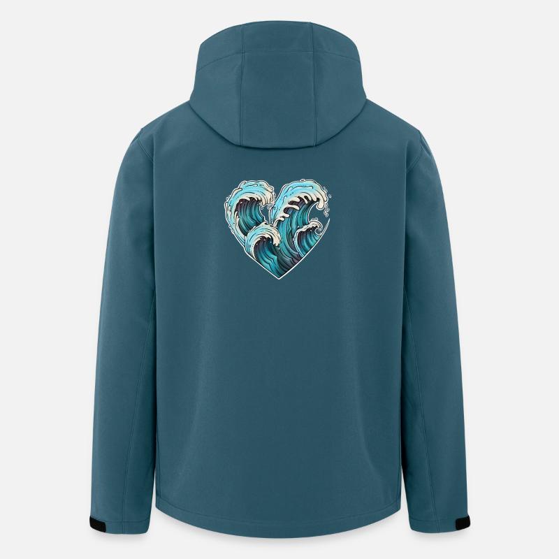Illustration de cœur de vague - Veste softshell homme en polyester recyclé Stanley/Stella - bleu pétrole foncé