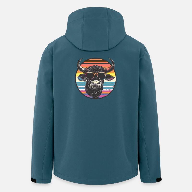 Bison décontracté avec lunettes de soleil - Veste softshell homme en polyester recyclé Stanley/Stella - bleu pétrole foncé