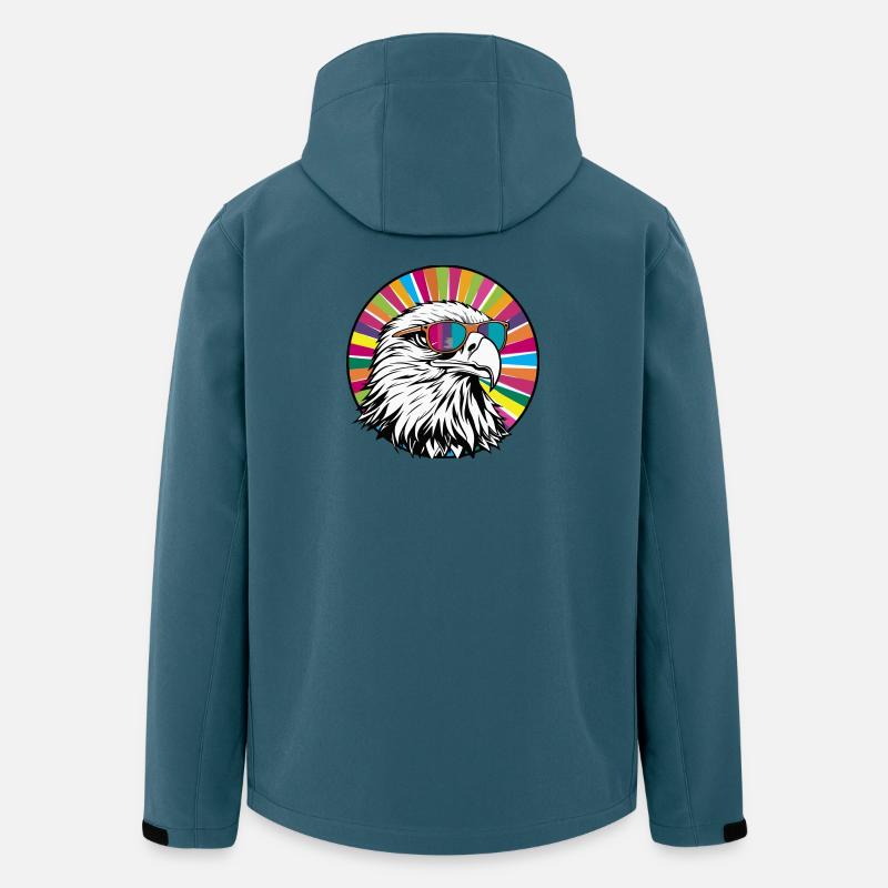 Aigle avec des lunettes de soleil - Veste softshell homme en polyester recyclé Stanley/Stella - bleu pétrole foncé