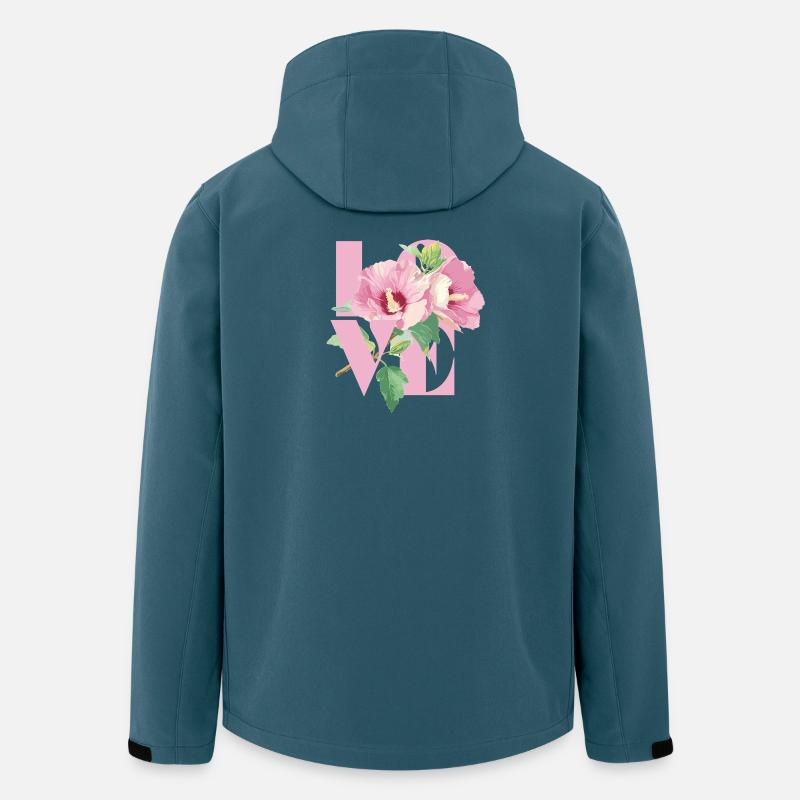 Lebendiges Hibiskus-Blumenherz-Design - Recycelte Männer Softshell-Jacke von Stanley/Stella - Dunkles Petrol