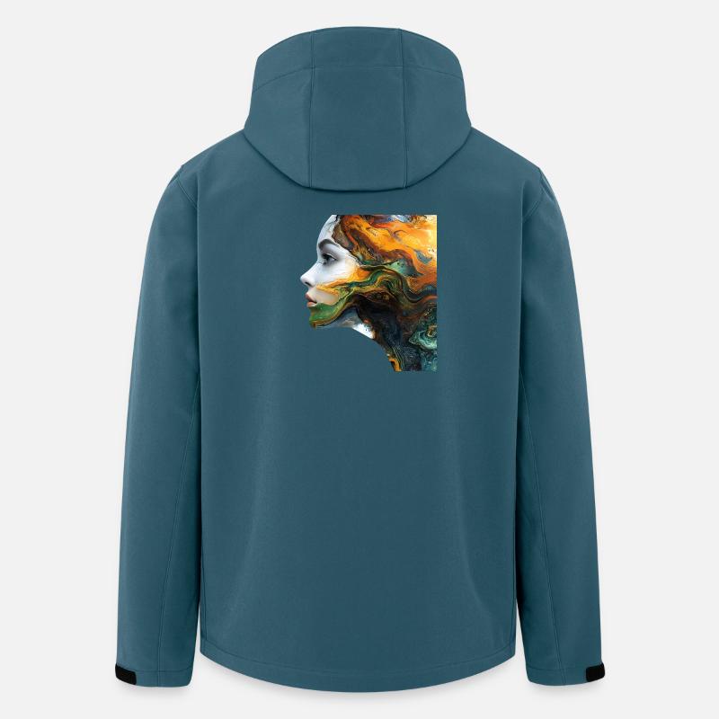Fluidkunst Gesichtsmotiv - Recycelte Männer Softshell-Jacke von Stanley/Stella - Dunkles Petrol